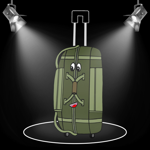 Duff, a green duffel bag character